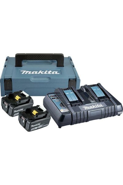 Makita Σετ 2 Μπαταριών Εργαλείων Λιθίου 18V Χωρητικότητα 5Ah με Φορτιστή DC18...