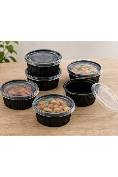 OEM Caserolă Rotundă pentru Alimente cu Capac Transparent,25bucati Neagră, Id...