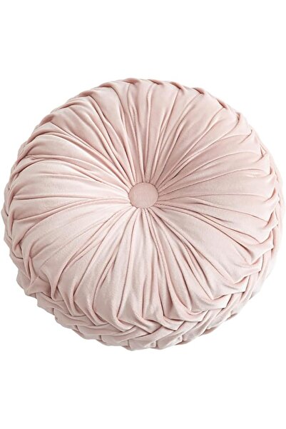 Tazweeq Round Velvet Throw Pillow, Soft Pleated Pumpkin Design, Classy Accent...