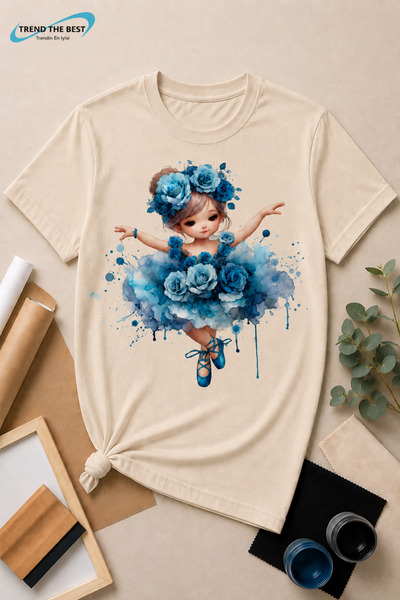 TREND THE BEST Trendin En İyisi Summer Ballerina Blue Rose Printed Girls' and...