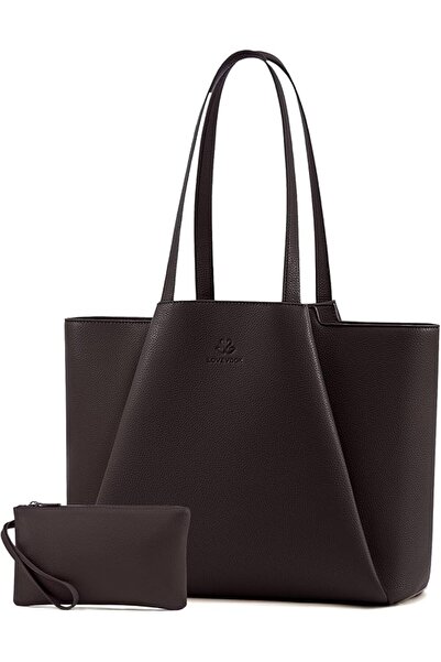 LOVEVOOK Laptop Tote for Women - 15.6 Inch Faux Leather Laptop Bag with Clutc...