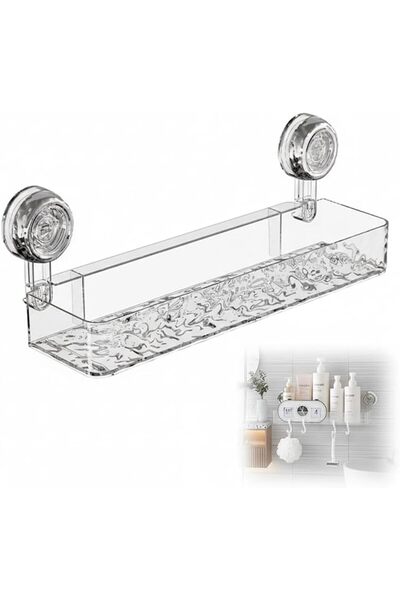KASTWAVE No Drill Clear Wall Caddy, Strong Suction Cup Shower Caddy, 2025 New...