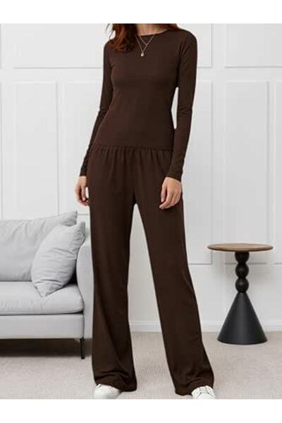 GENERAL 2PCS Women’s Pajama Lounge Set, Casual Long Sleeve Top and Wide Leg P...