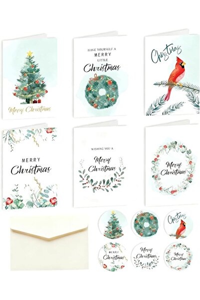 GENERAL 6 Pack Holiday Greeting Cards Set with Envelopes & Sealing Stickers -...