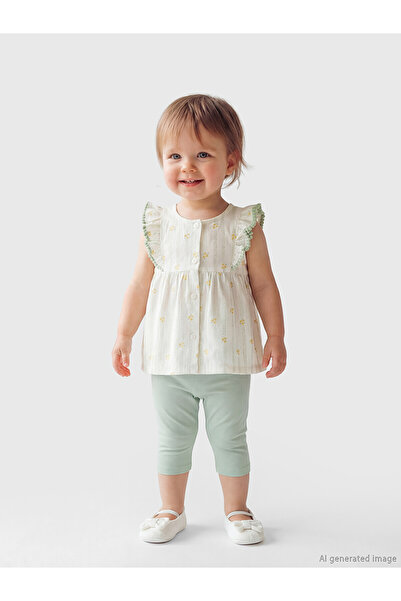 LC Waikiki Trendlucky Girl's Floral Shirt and Leggings with Difference