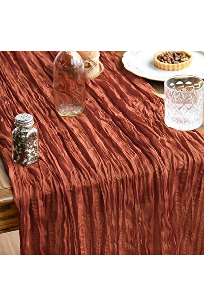 Artoid Mode Boho Blush Pink Gauze Wedding Cheesecloth Table Runner, 35x120 In...