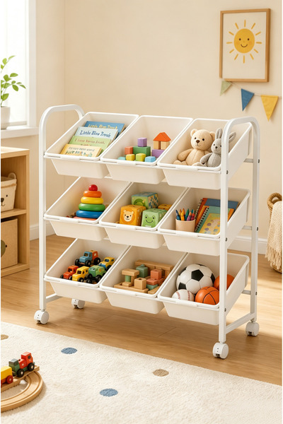 Shangxing 3-tier, high-capacity toy drawer-style storage rack with wheels and...