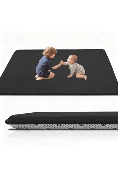 GENERAL 2cm Thick Baby Play Mat for Floor 70 x 130 cm Dark Grey Playpen Mat w...