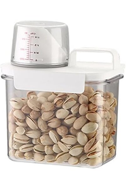 Generic Food Storage Container with Measuring Cup Lid, Clear Plastic, Airtigh...