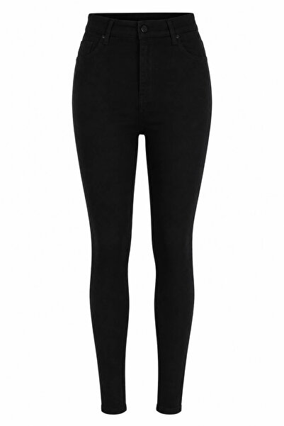 double Basic Navy Blue Women's Fabric Trousers X-281