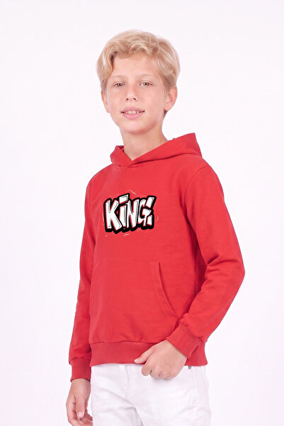 FYK KİDS Boy's Printed Kangaroo Pocket Long Sleeve Hooded Sweatshirt