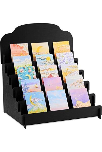 Yelajoy 4 Tier Wooden Greeting Card Display Stand, Postcard & Sticker Holder ...