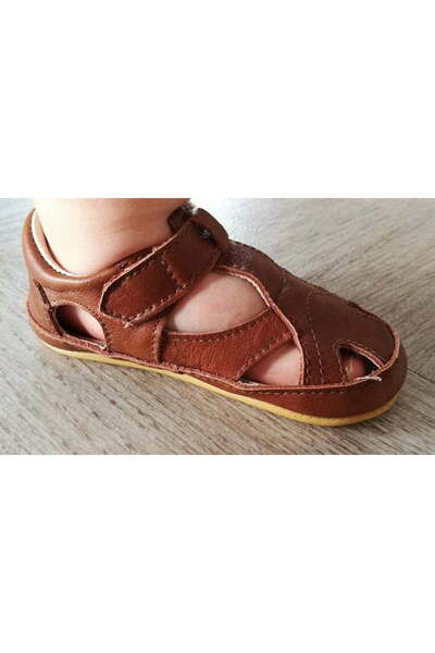 move Sandale tip barefoot din piele pentru primii pași Cognac By Melton