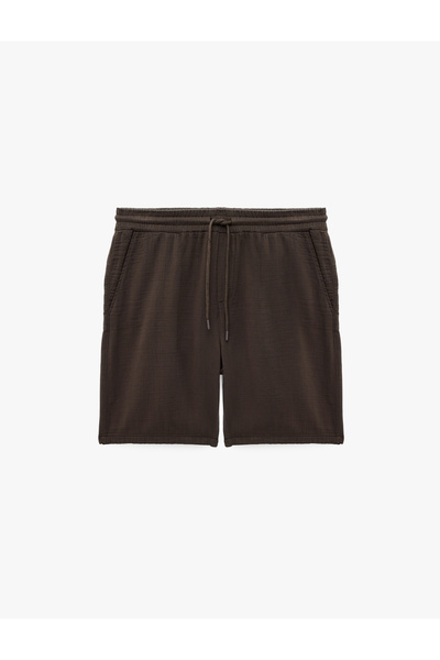 Koton Regular Fit Cotton Muslin Bermuda Shorts with Belted Laces and Pockets