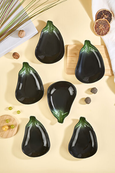 Lora Bianca Mora Set of 6 Eggplant Shaped Glass Mini Snack/Appetizer Bowls