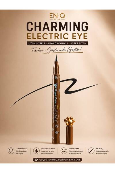 ENQ Charming Electric Eye Eyeliner – Süper Siyah, Suya Dayanıklı, Uzun Süre K...