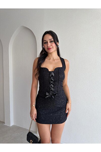Mooi Butik Pardi̇e Glitter Suit 3759 - Black
