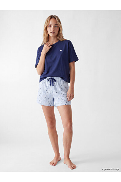 LC Waikiki Rmz Gi̇yi̇m Farkiyla Zero Roba Collar Embroidered Women's Shorts P...