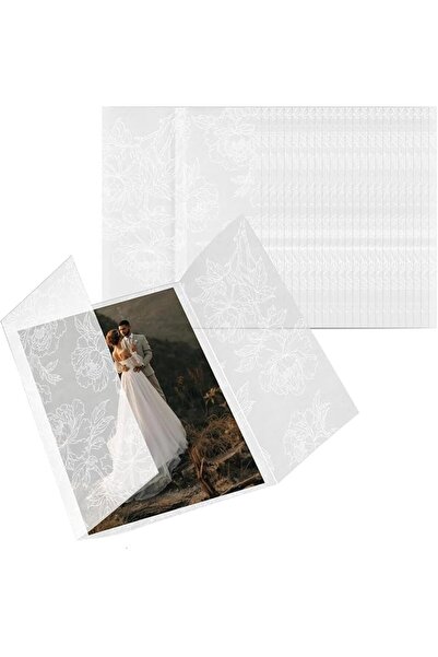 SYOSI Translucent Floral Vellum Jackets for 5x7 Invitations, 50 Pcs Pre-Folde...