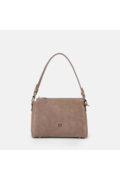 Desa Women's Beige Suede Textured Crossbody and Shoulder Bag