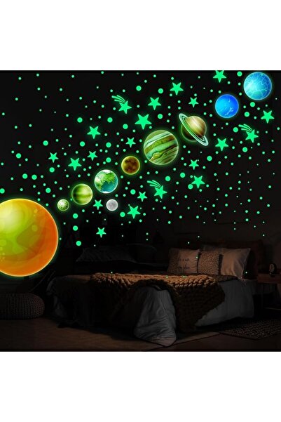 TERRIFI Cosmic Wall Stickers, Glow in the Dark Stars Planets, PVC Decalsm, Ni...