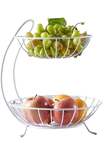 GENERAL 2-Tier Fruit Basket Kitchen Countertop Vegetables Rack Metal Storage ...