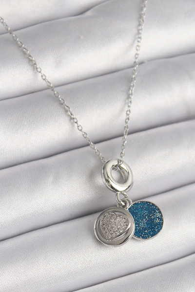 SORA GROUP 316l steel silver color chain zircon stone processing blue glitter...