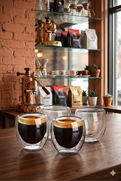 Lumindra 4-Piece Espresso Cup Set 80 ml Coffee Cup Double Wall Glass