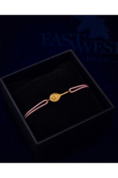 EAST&WEST 925 Ayar Gümüş Tenis Raket İp Bileklik Gold - Pembe