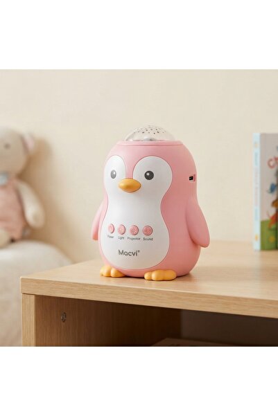 DeaL Lampă de veghe Pinguin Roz cu proiecții și sunete — Distracție și relaxa...