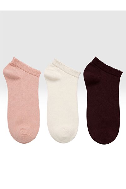 Bamuta Socks 3-Pack Women's Picot Cotton Booties Socks