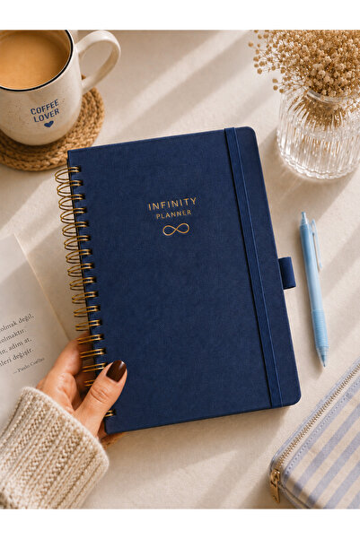 Infinity Planner Lacivert A5 Tarihsiz Günlük Haftalık Aylık Planlayıcı 210 Sayfa 100 gr Ivory