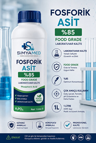 SİMYAMED 1 LT FOSFORİK ASİT FOOD GRADE %85 LABORATUVAR KALİTE