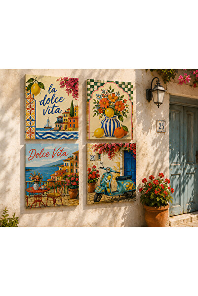 AR AJANS KANVAS TABLO Italian Influences on the Sunny Mediterranean Wall La D...