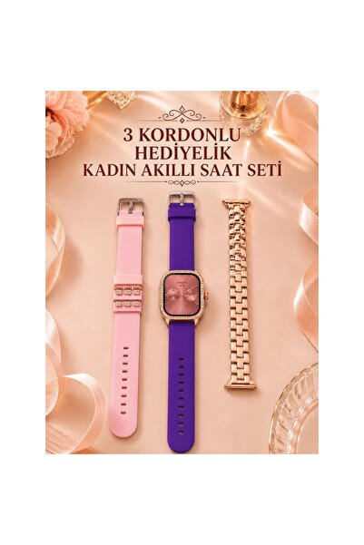 Genel Markalar Belle Fusion Mey İthalat® 3 Kordonlu Rose Gold Kasalı Kadın Ak...