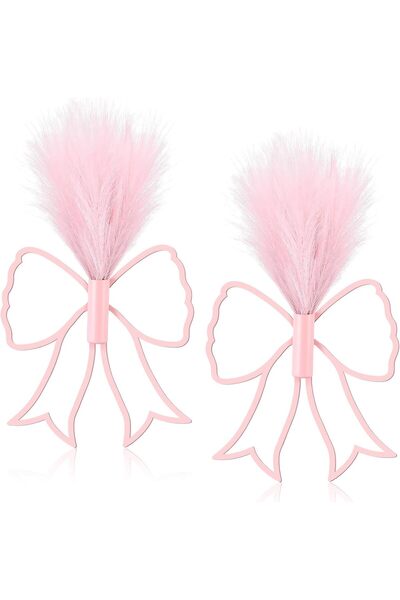 Arabest 2 Pack Pink Bow Wall Decor,Metal Hanging Vase,Nursery Girls Room Deco...