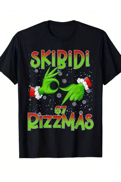 9JY 6 7 Christmas Skirizzmas 67 Meme Front Print، تي شيرت رجالي بأكمام قصيرة