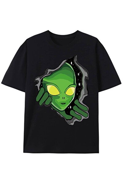 9JY Men'S Green T-Shirt With Alien Design - Stylish And Refreshing Look, Perf...