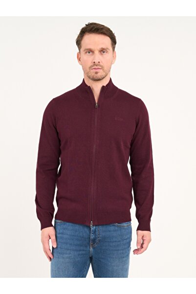 Lee Cooper - Pulover barbat cu fermoar de culoare uniforma