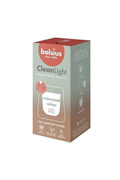 Bolsius Set 2 x 2 Lumanari Rezerva, CleanLight Bolsius, Lemn de Cedru si Vetiver