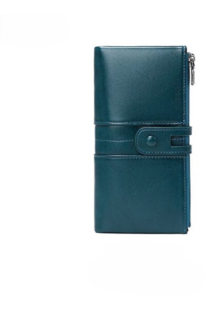 STARSTAR Women's PU wallet peacock blue holds 13 cards checkbook.