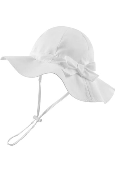 STARSTAR Baby girl's bow-tie sun hat, wide-brimmed protection bucket (suitabl...