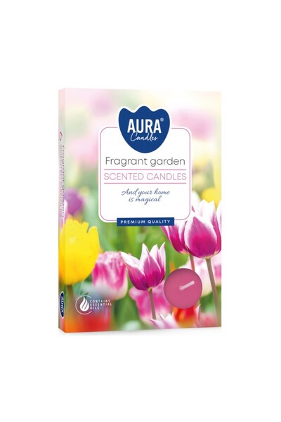 AURA Set 6 x 6 Lumanari Pastila Aura, Gradina Parfumata, Timp de Ardere 4 Ore