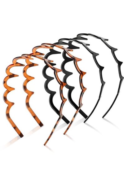 STARSTAR Headbands 4pc plastic 12.5cm unisex black/brown sports/face wash.