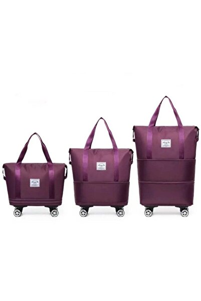 OEM Geantă de voiaj mov, 3 dimensiuni, 70x40x22 cm, 63L, roți detașabile, imp...