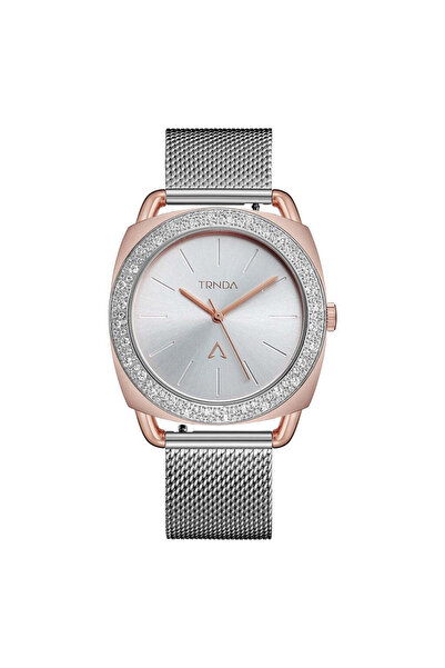 TRNDA Women's Rose Gold Stainless Steel Watch, Silver Dial | Trnda-001