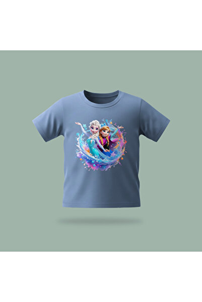 Erays Home Kids Elsa Frozen Magic Ice Wave Pattern Printed T-Shirt 100% Cotto...