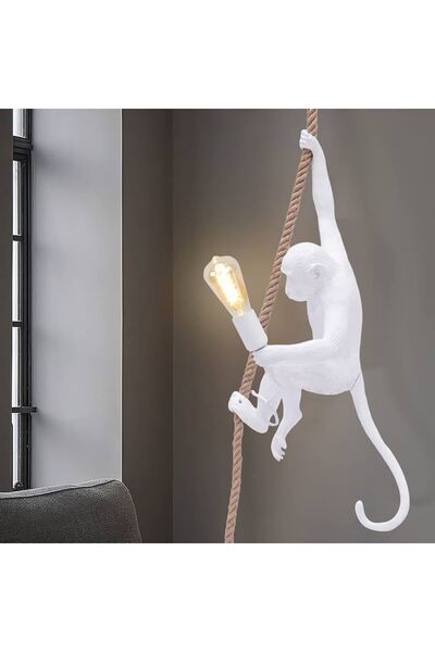 Generic Brand Hanging Monkey LED Pendant Light – Creative Rope Swing Decorati...