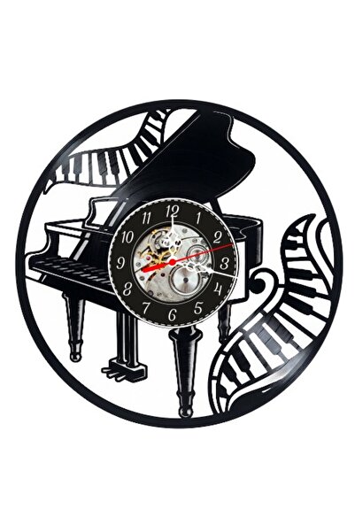 OEM Ceas de perete decorativ din disc de vinil, Model Pian cu coadă, Chei ond...
