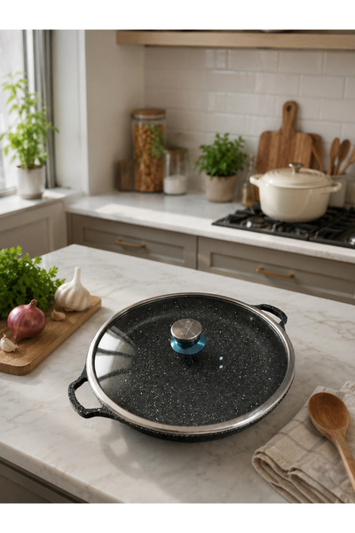 Nishev.com Evini Sev Hanımeli Granit Kaplamalı Döküm saç Tava 36cm – Lüks Mut...